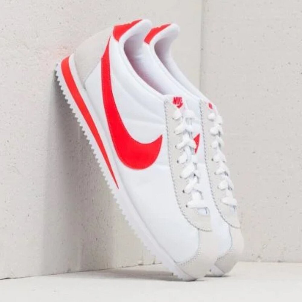 Nike Classic Cortez White / Red Nylon Sneakers - 8-8.5